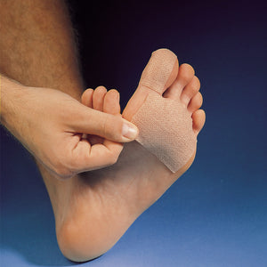 Spenco 2nd skin adhesive knit for blister protection applied to a leg and thumb.